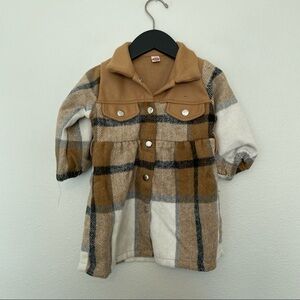 New in package girls belts red fleece/flannel peacoat dress plaid sz.80CM